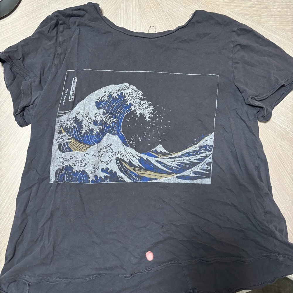 Urban Outfitters Navy Wave Graphic Tee